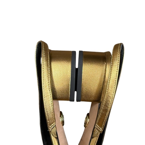 Veronica Beard Cecile Slingback Heels Women’s Sz 7.5‎ Black Gold Leather Cap-Toe - Picture 5 of 13